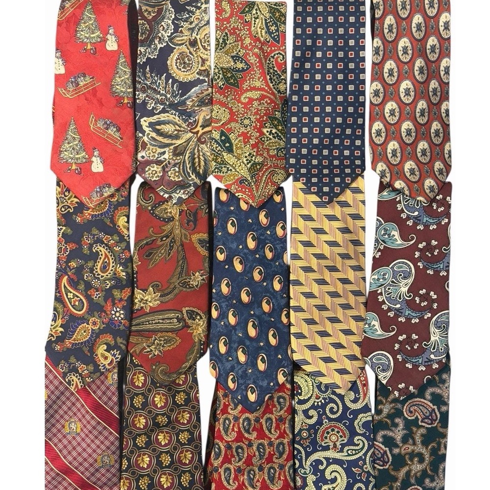 Lands End Mens Silk Tie Lot 18 Mixed Patterns Paisley Floral Business Office VTG
